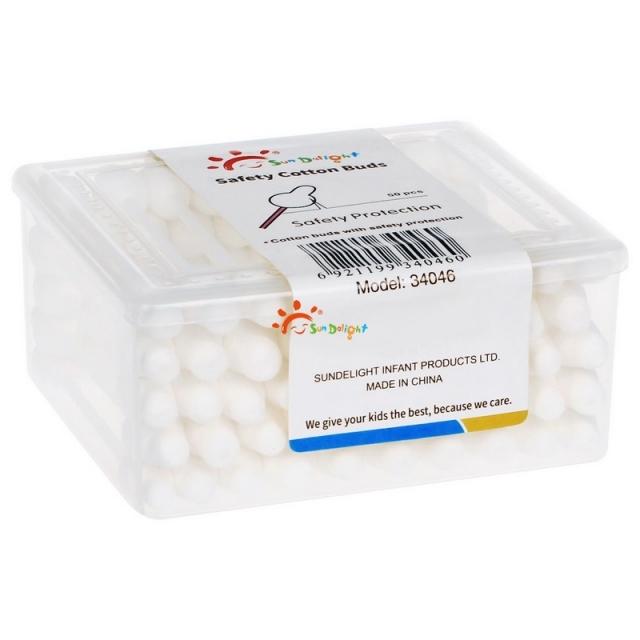 ISO 50 Pcs White PP Baby Safety Cotton Buds