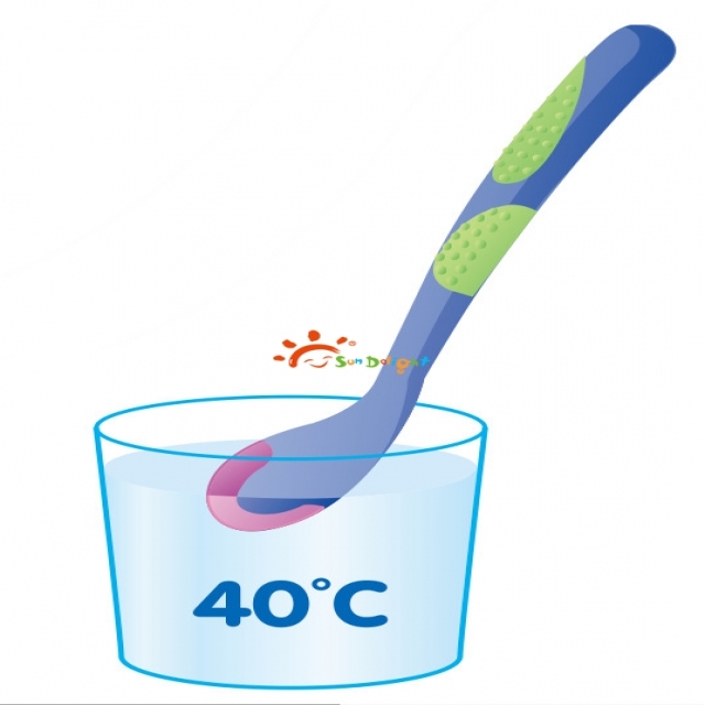Temperature Sensitive TPE Soft Tip Baby Feeding Spoon