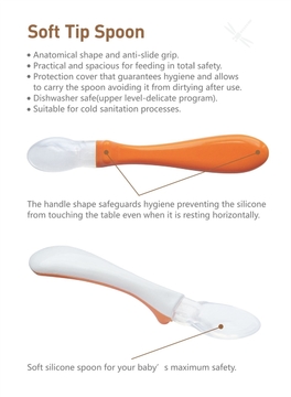 Tip Color Change Orange PP Soft Baby Silicone Spoon